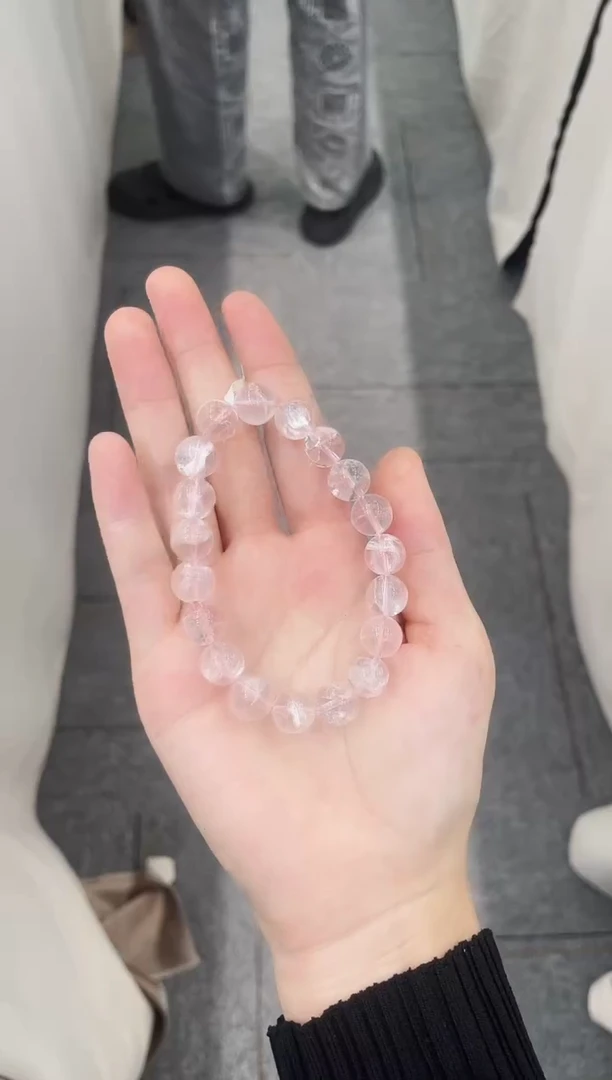 未镶嵌手链水晶天然粉阿塞粉水晶手串