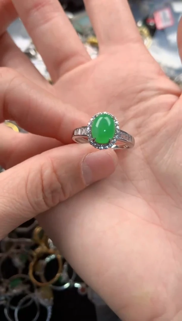 银S925镶嵌戒指翡翠222   4