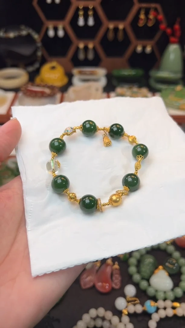 手串18K金镶嵌和田玉福利