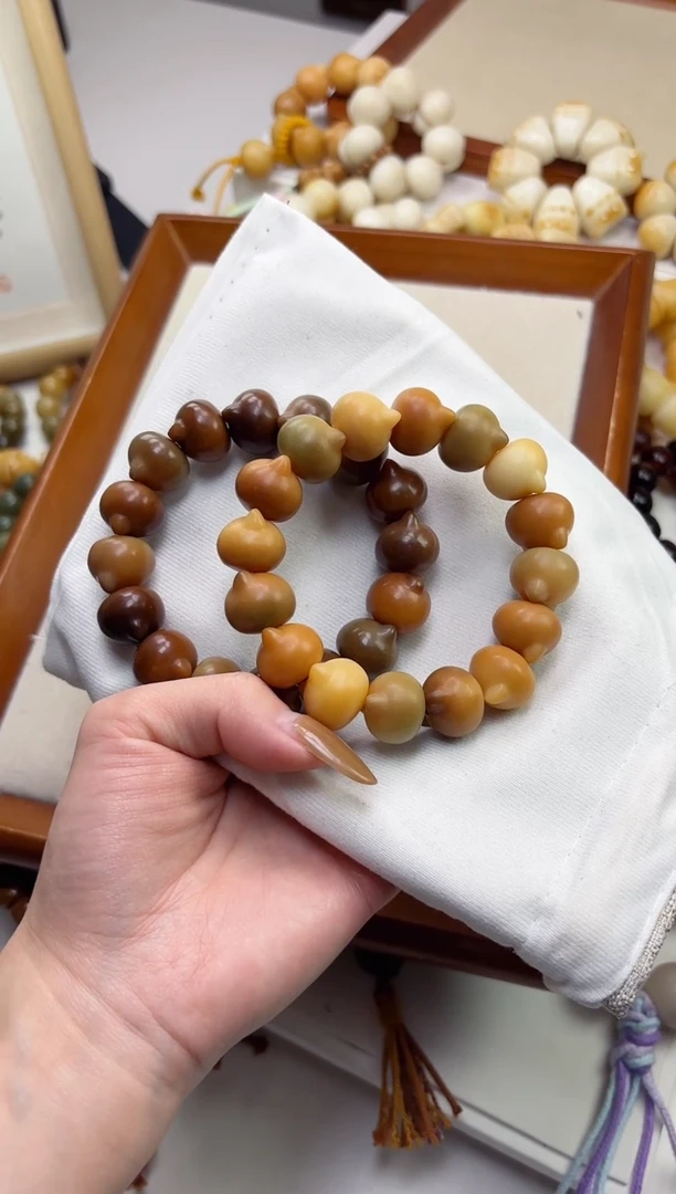 手串菩提根/象牙果沐r51干磨猫猫头18mm手串瑕疵不补随机