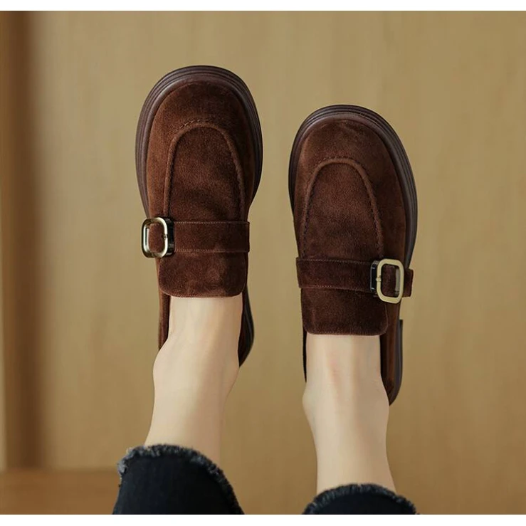 李大龙~羊反3公分/新款夏季复古时尚百搭休闲款粗跟单鞋女鞋116