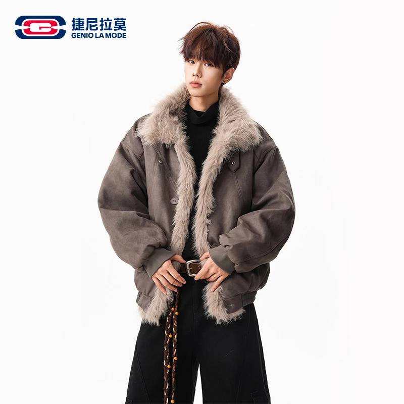 【敖瑞鹏代言】复古做旧座山雕毛领棉服男女冬季高级感情侣棉衣外套