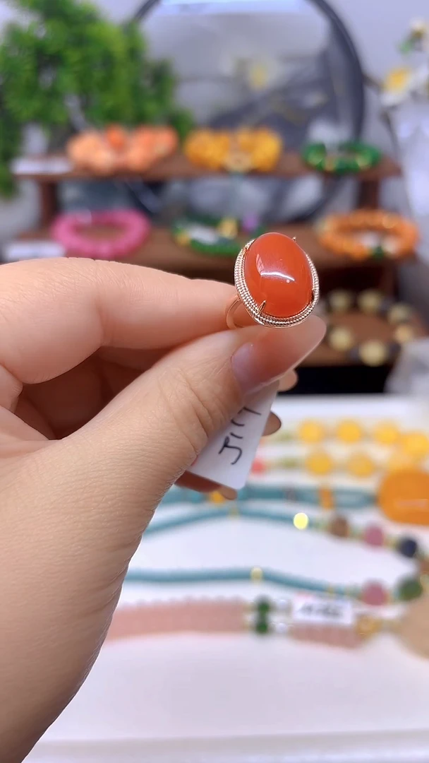 银S925镀金镶嵌戒指翡翠J119