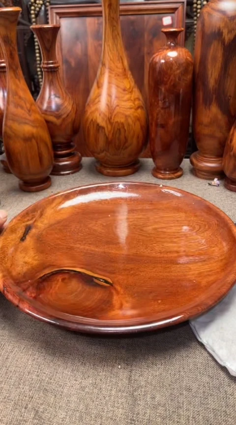 【闪购商品】大果紫檀（缅甸花梨）木艺缅花大木碟