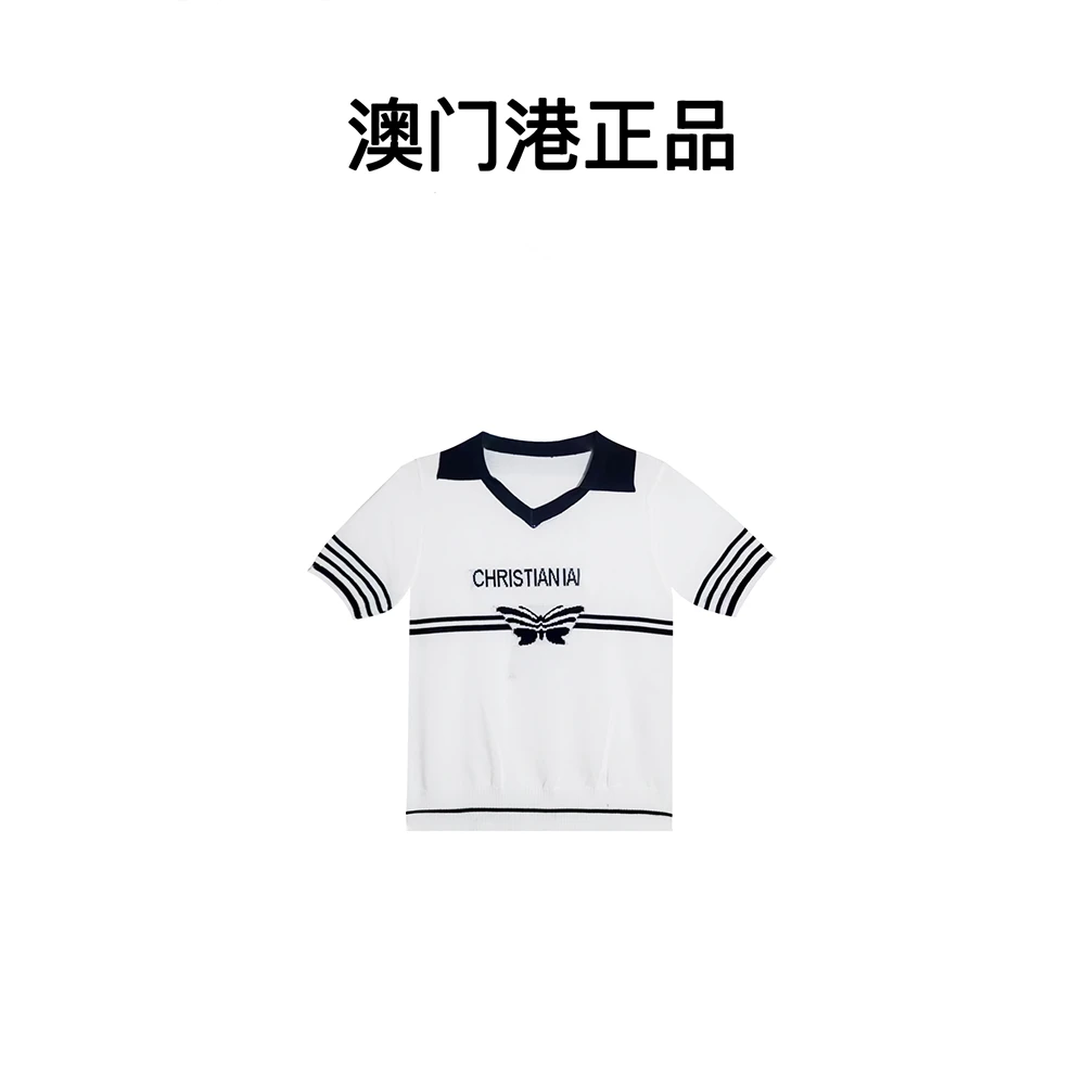 澳门港正品运动字母丝带小熊针织上衣毛针织衫洋气女夏季#TX-161