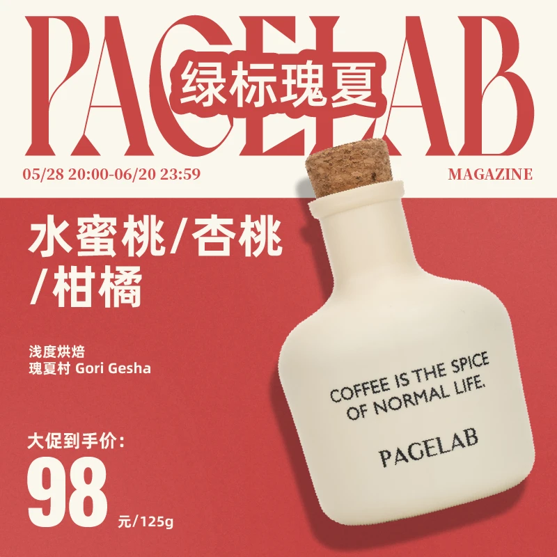 PAGE LAB佩植绿标瑰夏咖啡豆日晒埃塞浅烘焙精品手冲单品豆125g