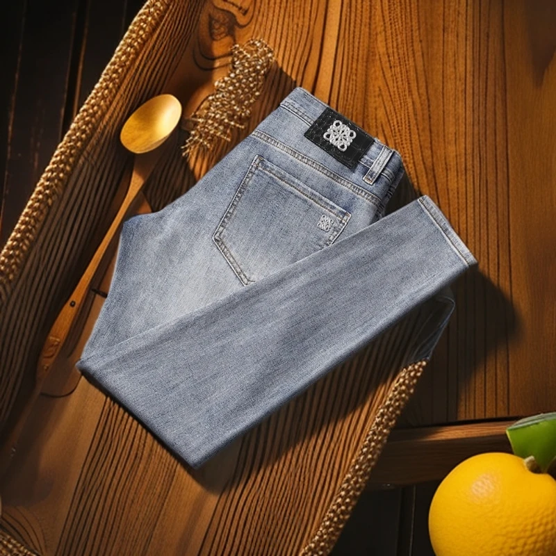 维斯克纳潮牌牛仔裤男时尚百搭商务修身中腰薄款夏季潮流轻薄时尚