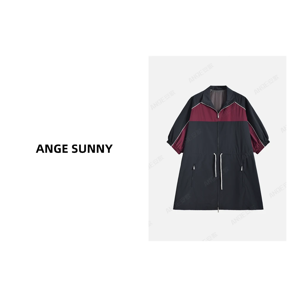 ANGE SUNNY【张元英同款 拉链绑带连衣裙】拉链开合抽绳收腰连衣裙