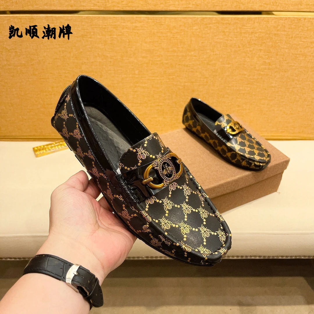 高端奢侈品小蜜蜂轻奢真皮豆豆鞋休闲透气百搭夏季欧美风乐福鞋