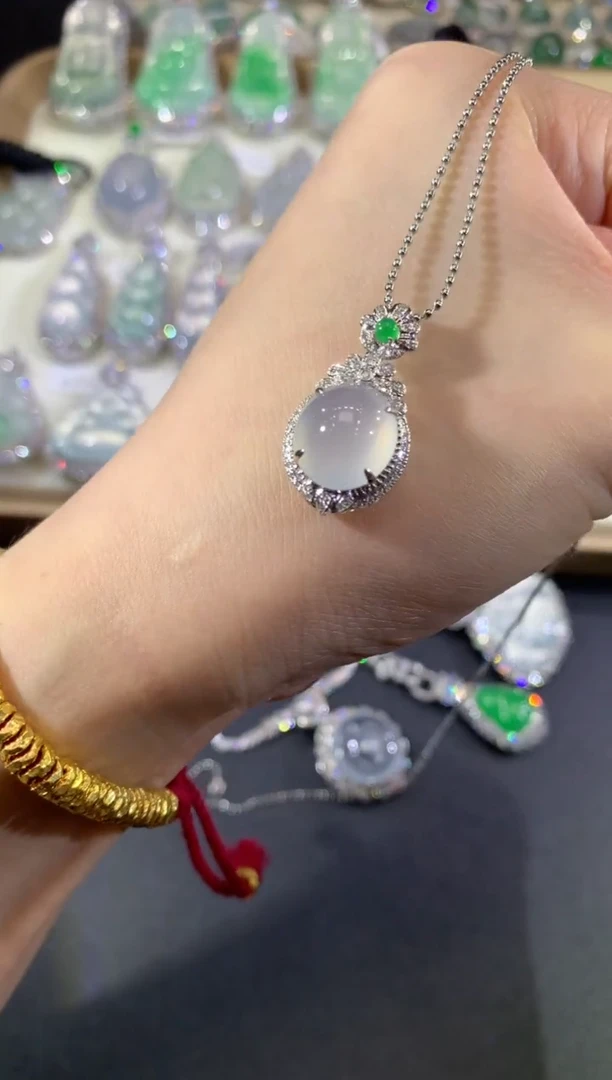 吊坠(不含链)18K金镶嵌翡翠6-单面（多样性发货一件（不含链扣