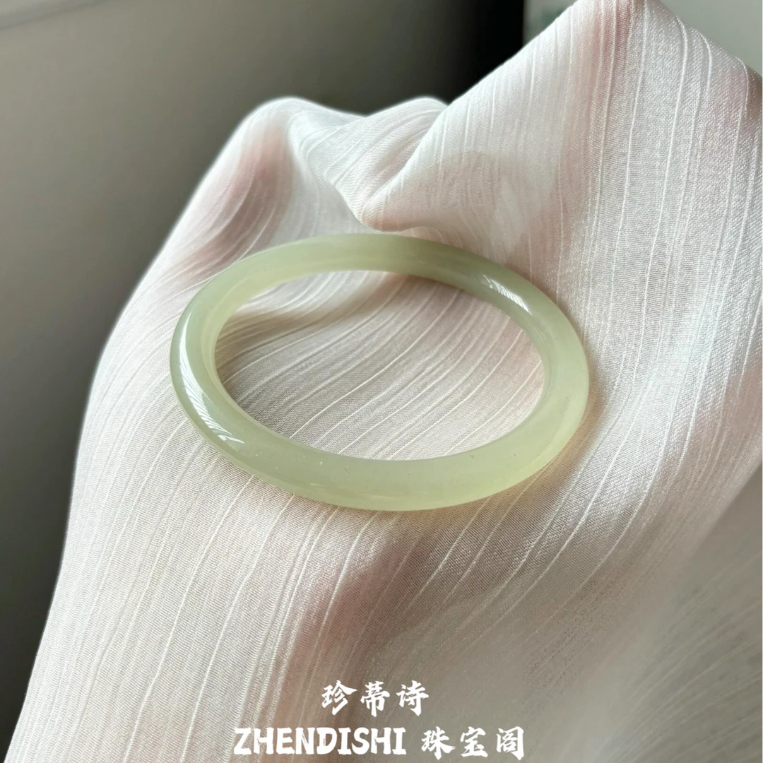 天然晴水玉手镯女款叮当镯绿色玉手镯细圆条美人条正品送礼物古风
