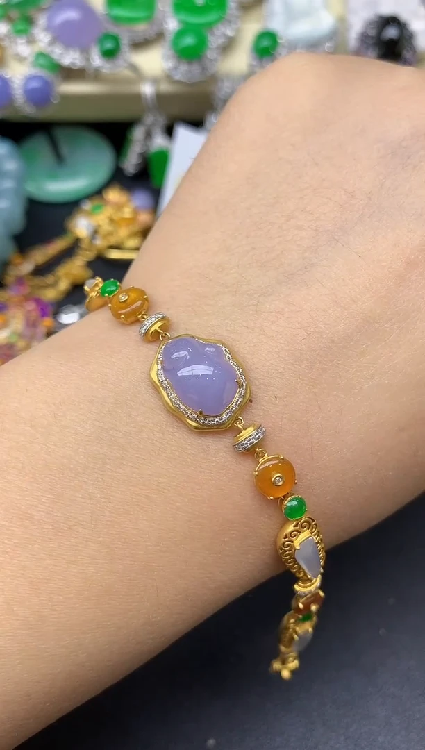 18K金镶嵌手链翡翠268-翡翠雪姐天天见