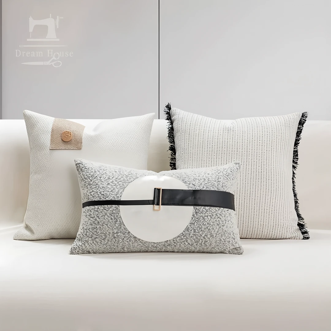 轻奢沙发抱枕简约靠枕靠垫卧室民宿含芯靠背垫方形样板间灰色