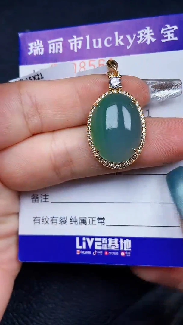 颈饰银S925镶嵌翡翠8561