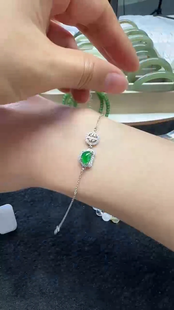 银S925镶嵌手链翡翠3