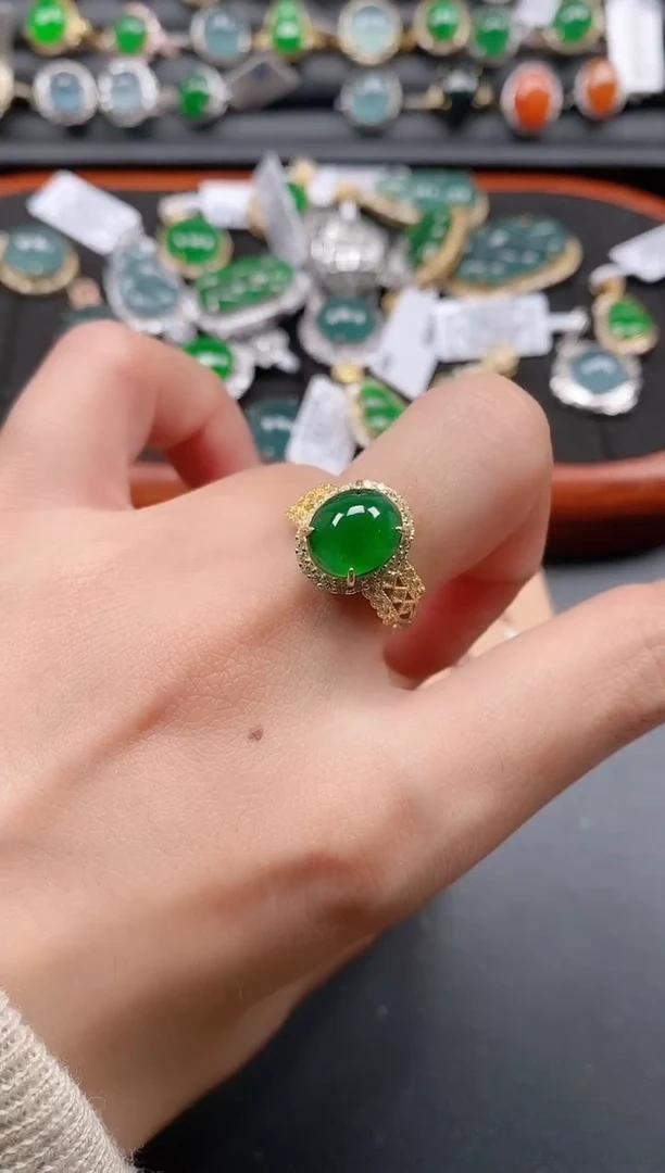 银S925镶嵌戒指翡翠1