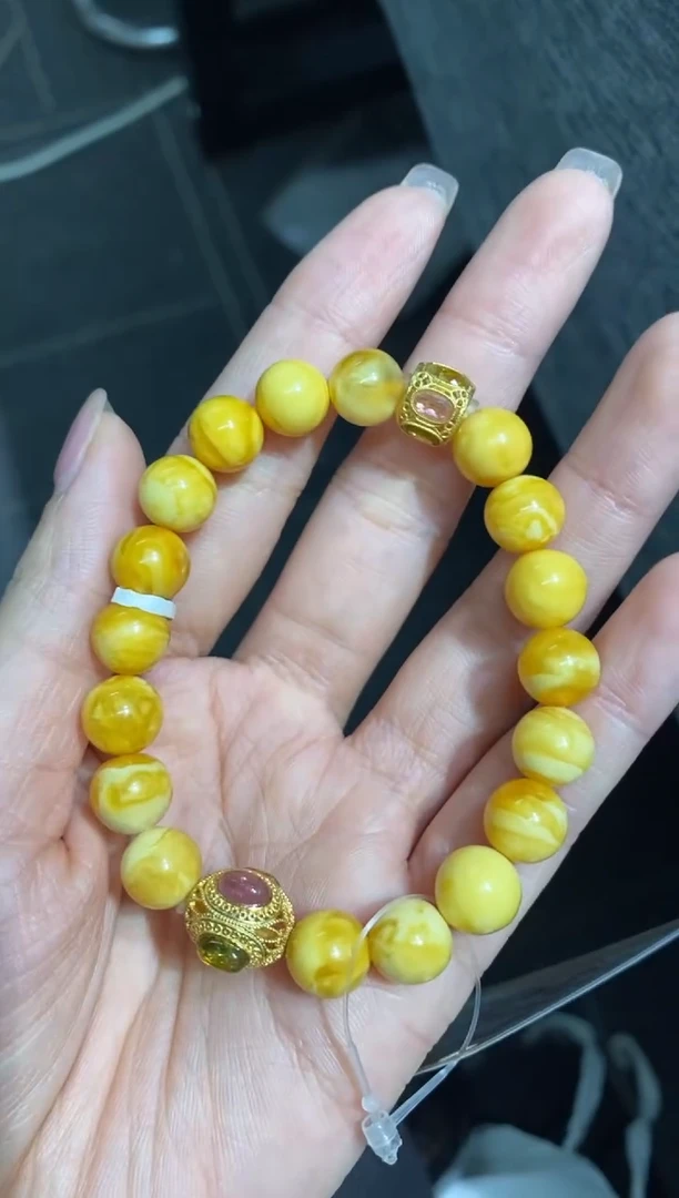 裸石蜜蜡未镶嵌丹麦花蜡手串