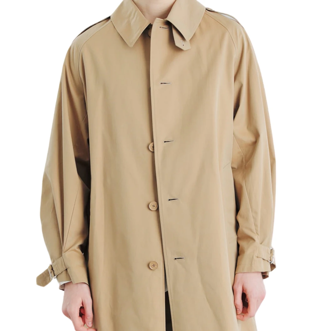 新款英伦高级纱织宽松简洁潮流风衣外套春秋纯色时尚中长款1123