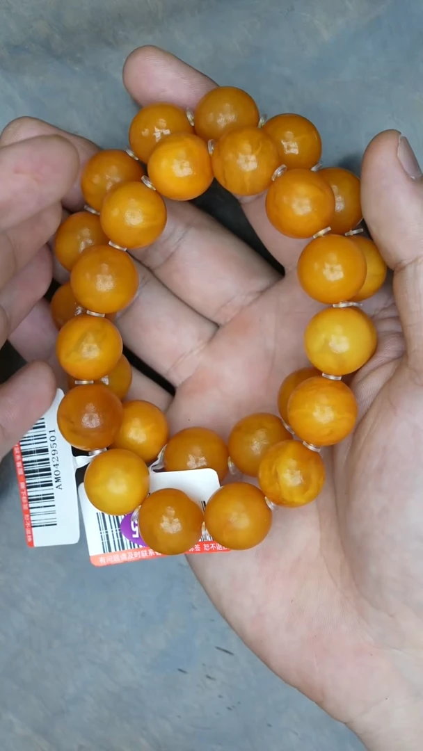 【闪购商品】琥珀裸石未镶嵌老蜡橘皮圆珠手串多样性发其一