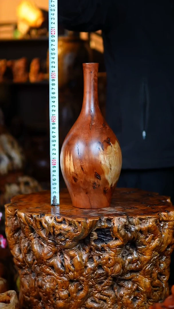 枣木百年雷击枣木富贵瓶（高34）