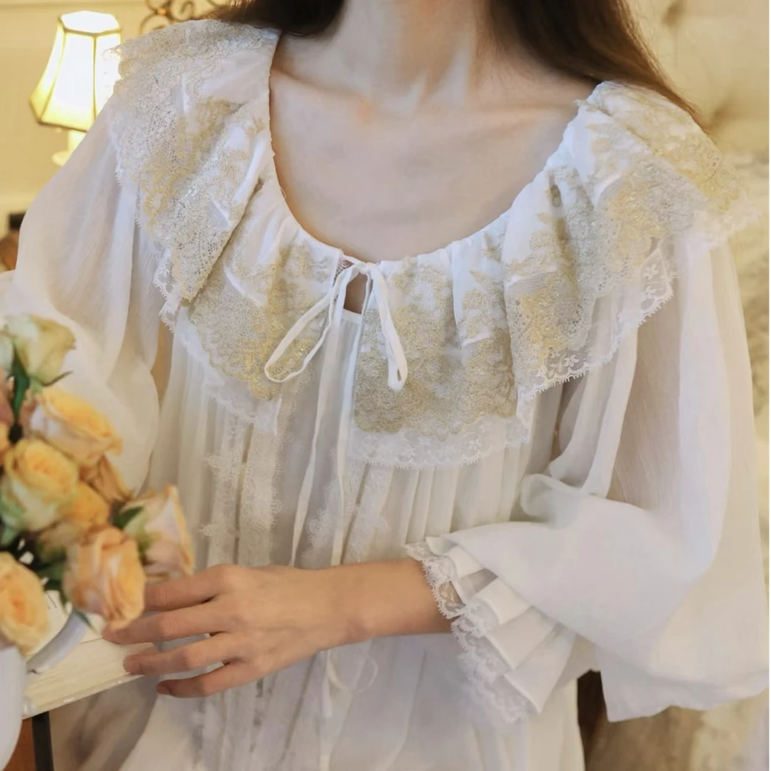 1号-【DR】睡衣女春秋捡漏云朵棉长袖睡裙可外穿家居服裙子