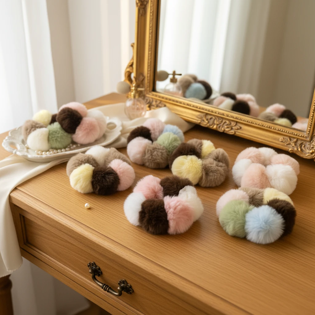 木子秋毛绒雪球氛围感网红发圈发绳ins气质洋气减龄可爱百搭发饰