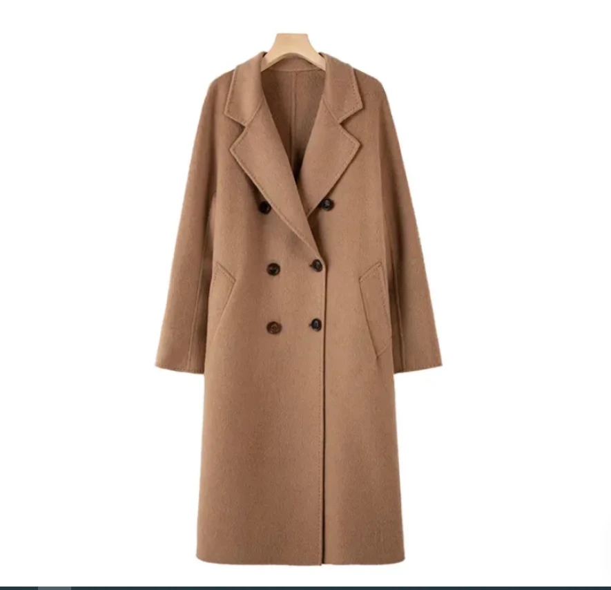 经典复古西装领双面羊绒大衣2025新款简约高级感时尚长款毛呢外套