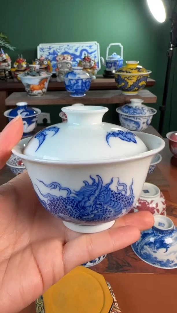 【闪购商品】杯福利 青花。麒麟 盖碗