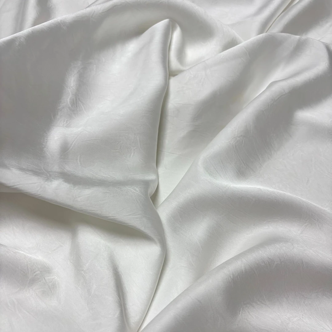 纯白色醋酸手抓花新中式布料可做旗袍连衣裙套装太极服