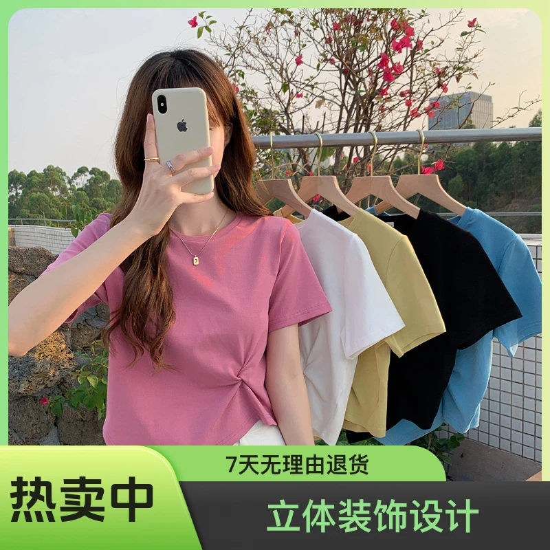 外贸夏季女装韩版短款上衣休闲百搭宽松短袖T恤女潮