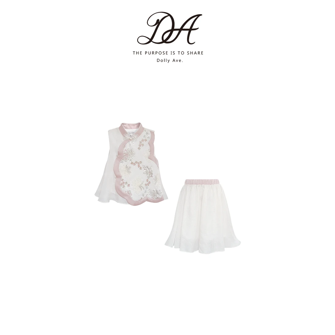 【现货】DollyAve 苏洛 新中式国风丝柔纱珠片绣汉元素夏季裤裙套装