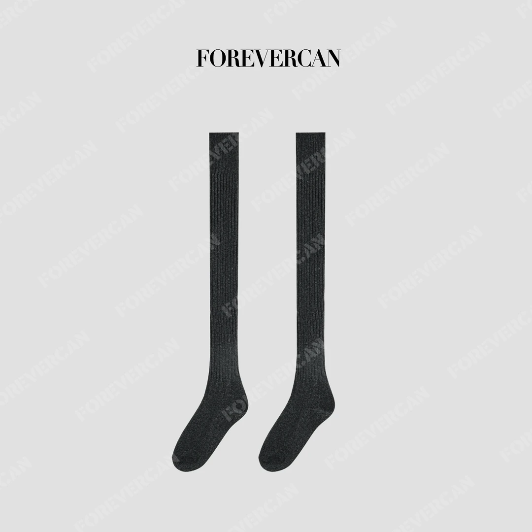 FOREVERCAN【新品彩蛋】深灰色长筒袜袜子 WZ27340