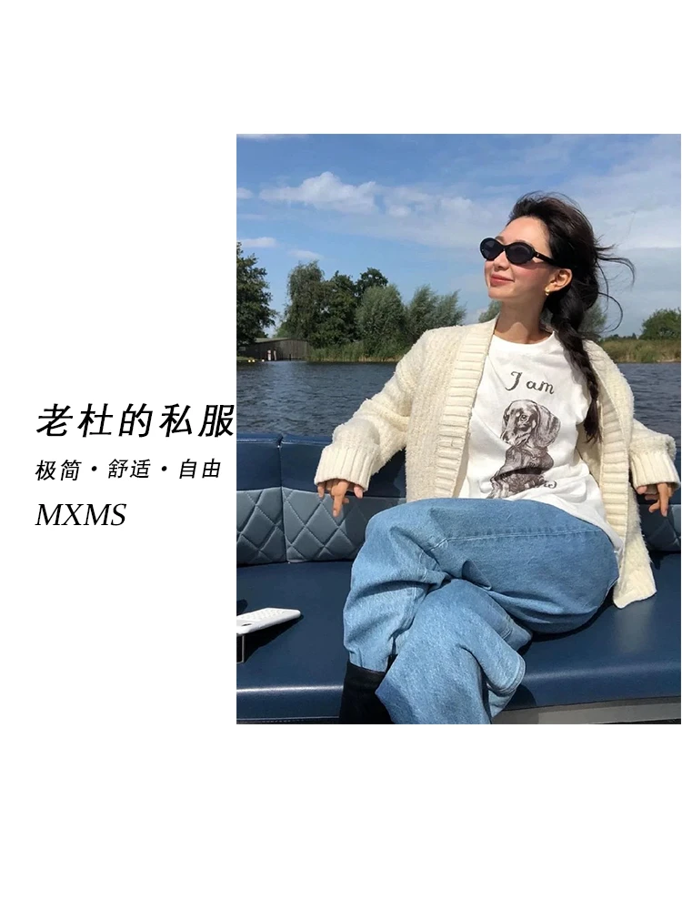 （麦欢尼）FAR1113-“小众JAN忠犬小狗”圆领韩系休闲宽松短袖T恤