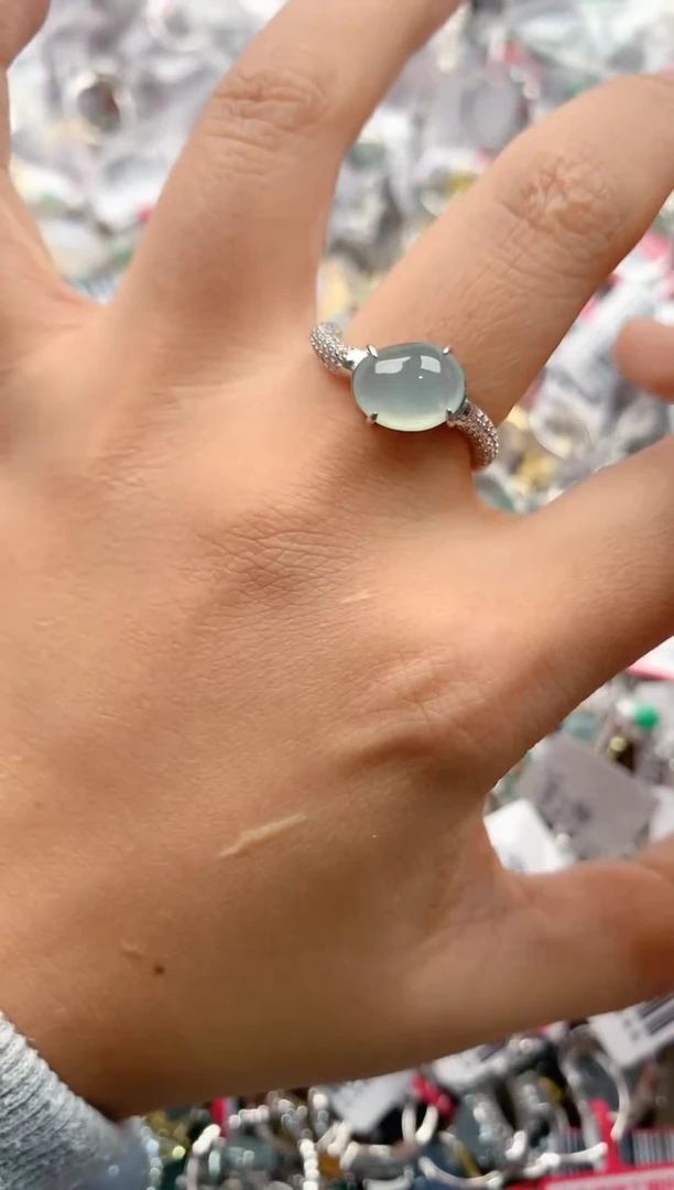 银S925镶嵌戒指翡翠555                5