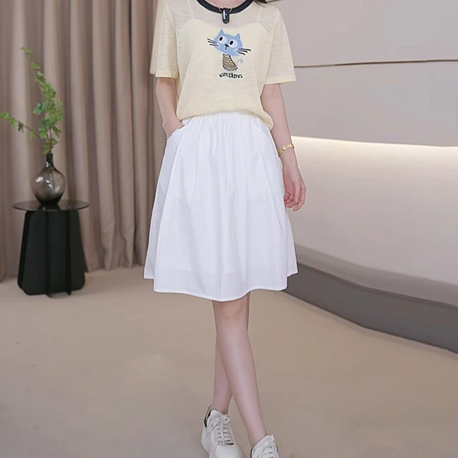 2025新款夏季半身裙女高腰A字裙显瘦法式时尚百搭五分花苞裙