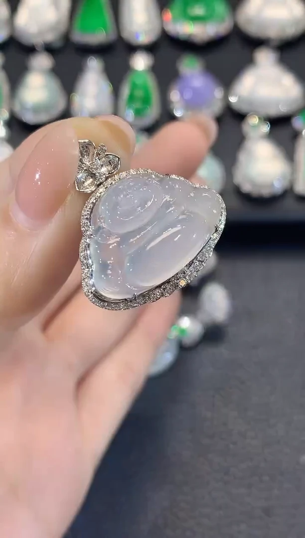 吊坠(不含链)18K金镶嵌翡翠A37翡翠