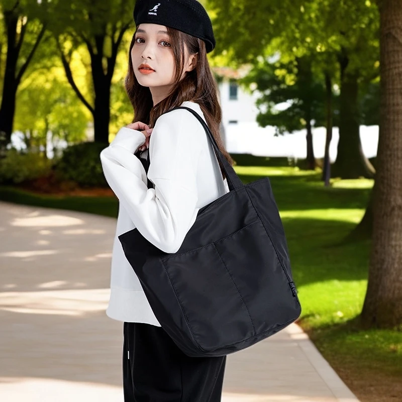 日系女布包包时尚百搭休闲大包包防水单肩手提包尼龙托特包通勤包