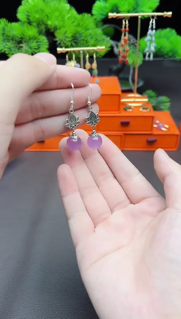 玛瑙/玉髓耳饰银S925镶嵌321