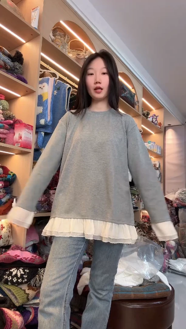 羊毛灰色欧根纱打底