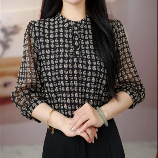 2025新款原版正品春夏季七分袖衬衫百搭显瘦气质优雅女上衣ja145