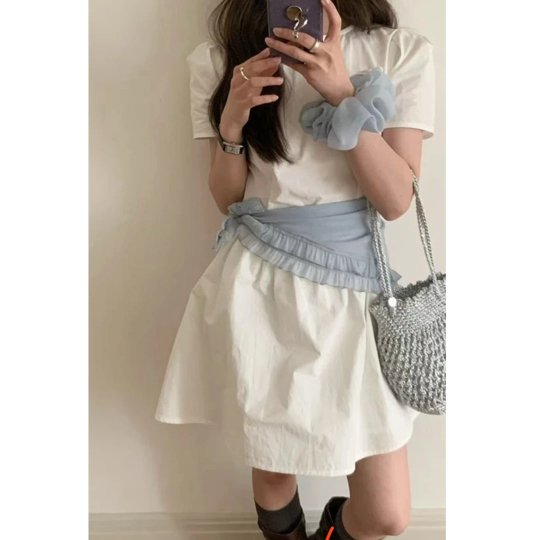 B097韩系黑色连衣裙女夏季2025新款修身显瘦收腰短裙子