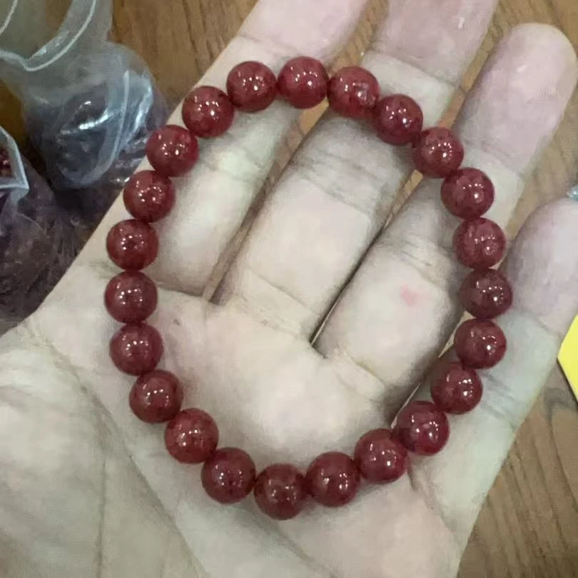 天然辰砂朱砂晶体砂8mm单圈手串