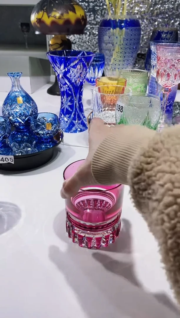 【闪购商品】水晶玻璃无手柄款佐佐文夫水晶杯金红