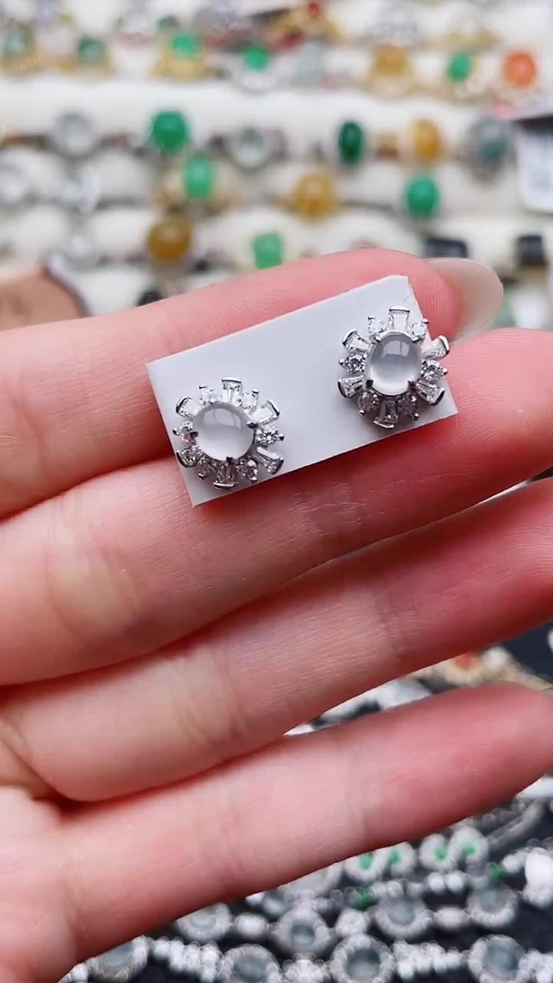 银S925镶嵌翡翠耳饰70