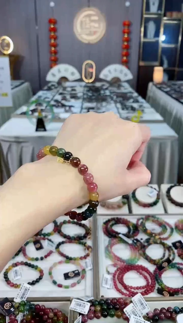 未镶嵌收藏级老矿碧玺单圈手串7mm+碧玺hon多样性发货一条