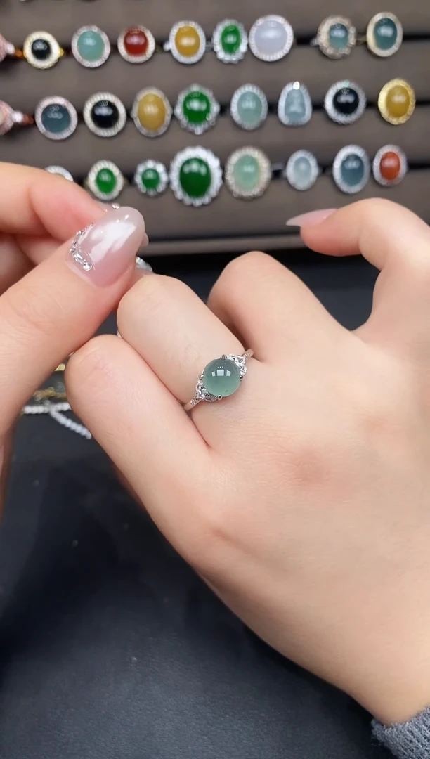 银S925镶嵌戒指翡翠48543