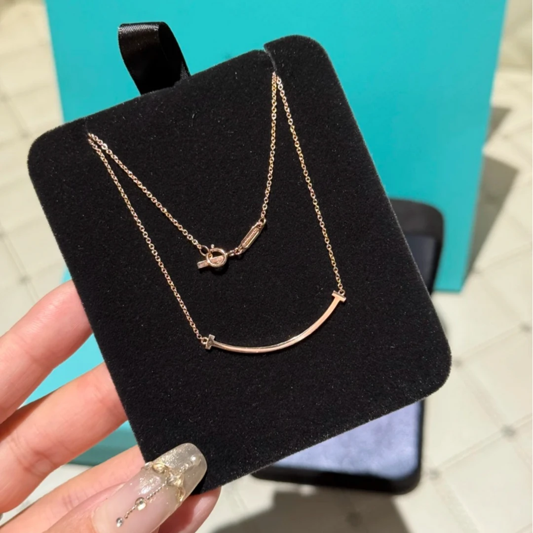 99新 Tiffany & Co./蒂芙尼 珊珊专场 T 微笑项链 小号 18K玫瑰金