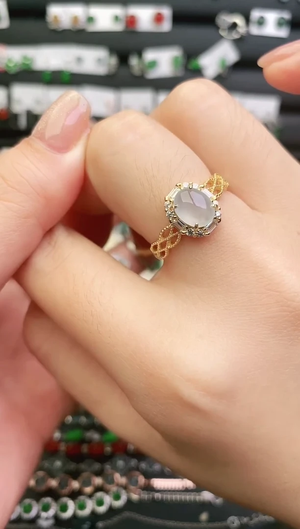 银S925镶嵌戒指翡翠0