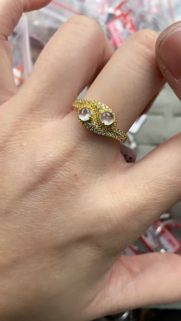 银S925镶嵌戒指翡翠666----2