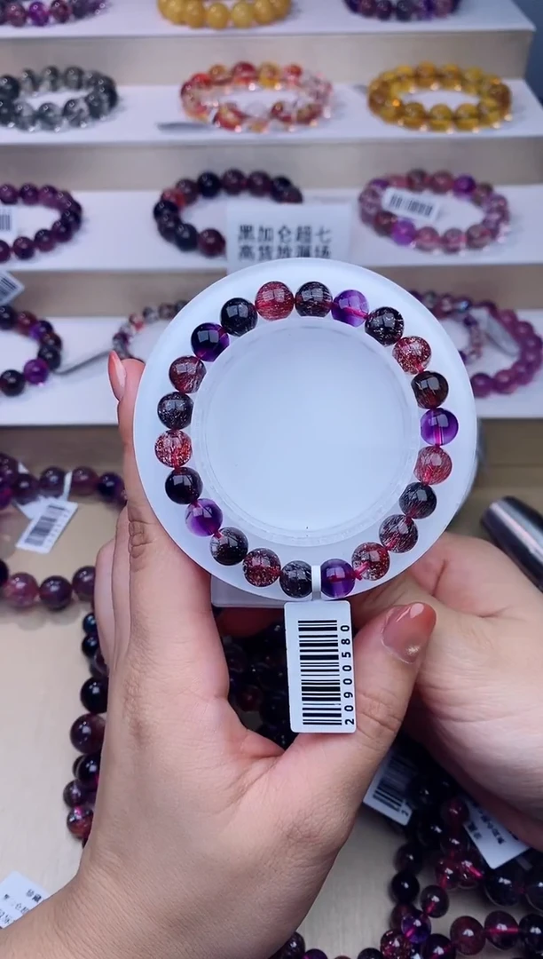 未镶嵌手链水晶黑加仑超七单圈8m+